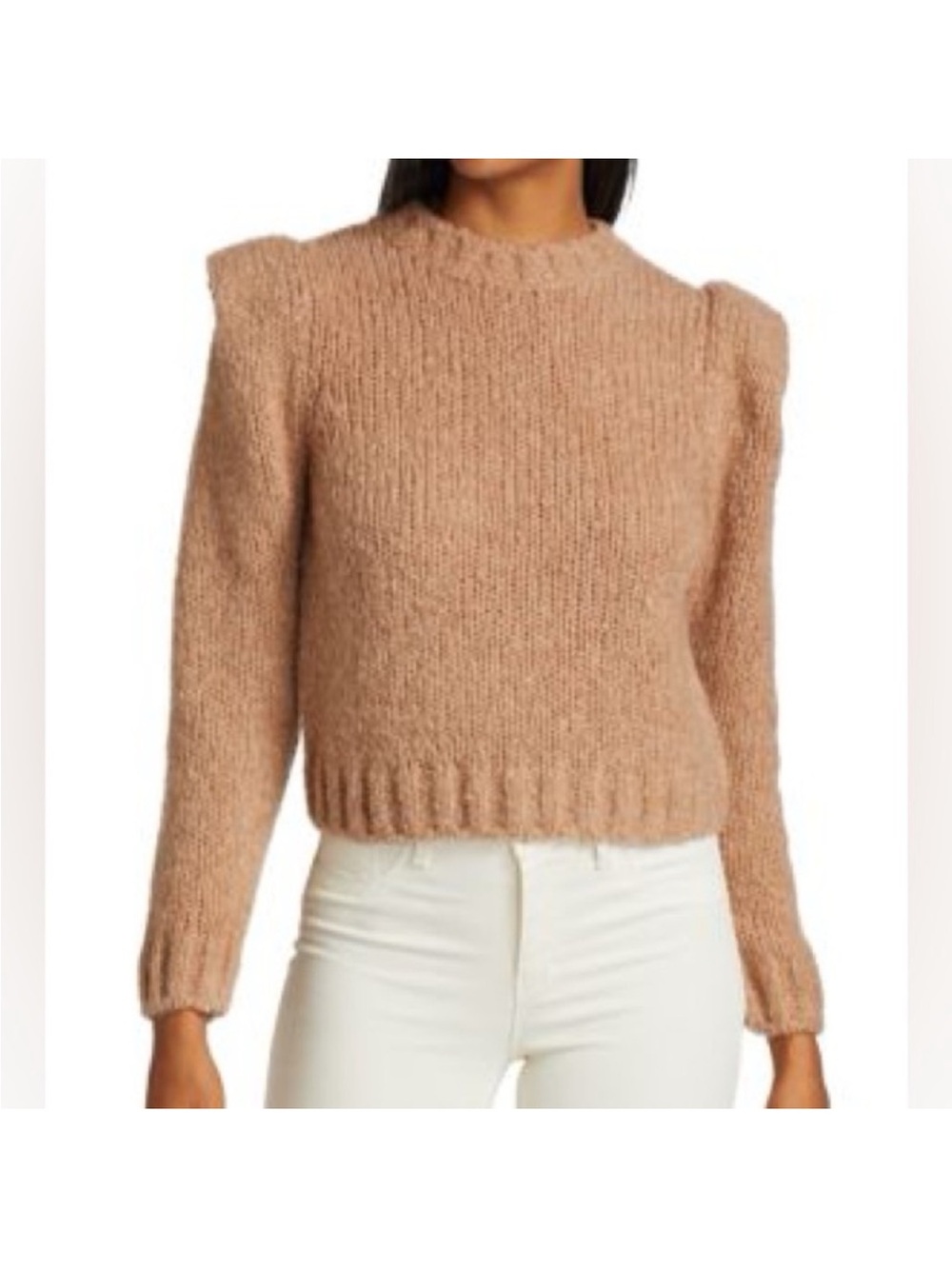 NAADAM Wool Cashmere Blend Puff Sleeve Sweater Camel size XS